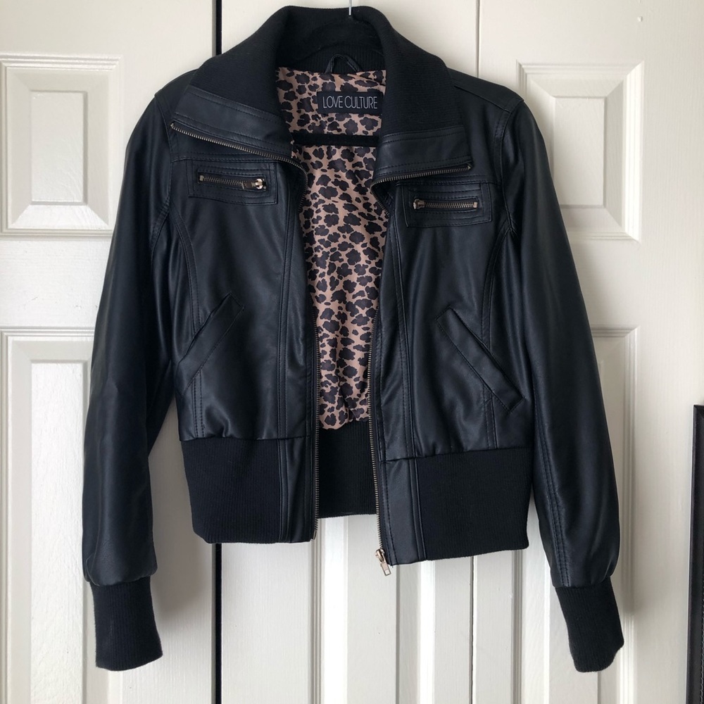 Faux Leather Bomber Jacket